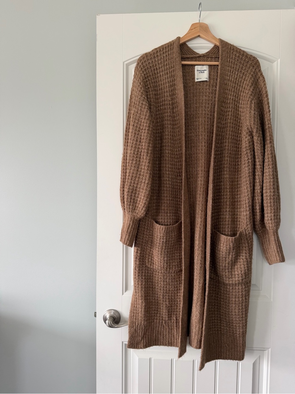 Abercrombie & Fitch Brown Waffle-Knit Open Cardigan - Picture 1 of 4